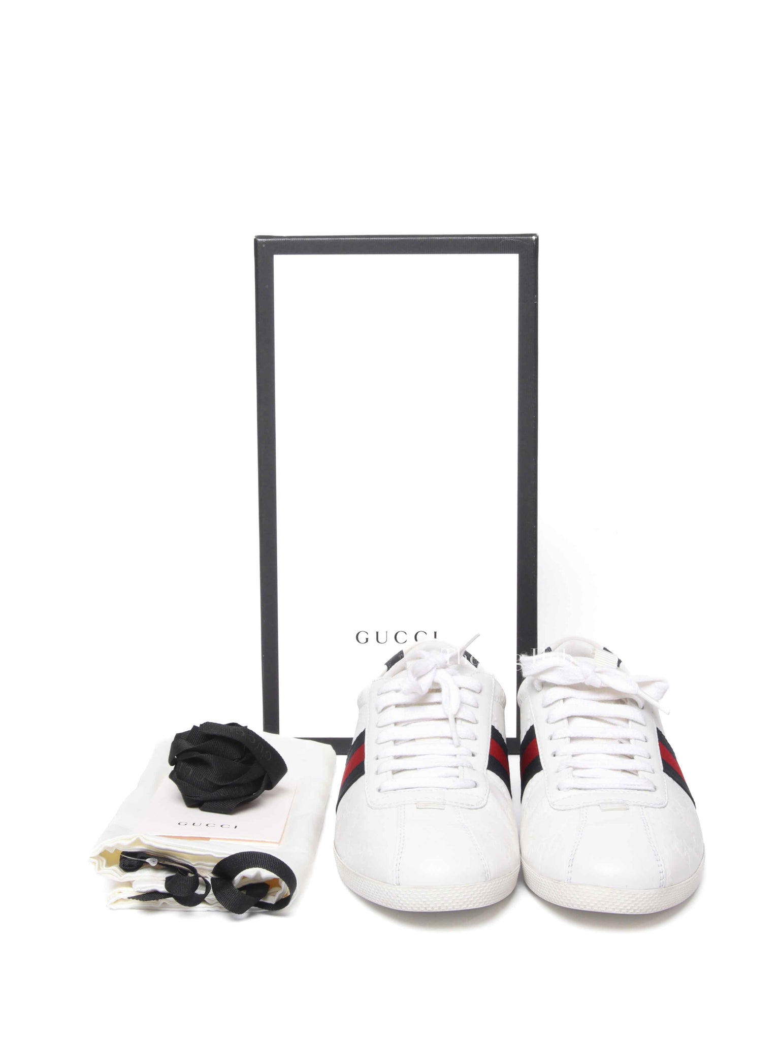 Gucci White Leather Guccissima Web Sneakers Size 37.5