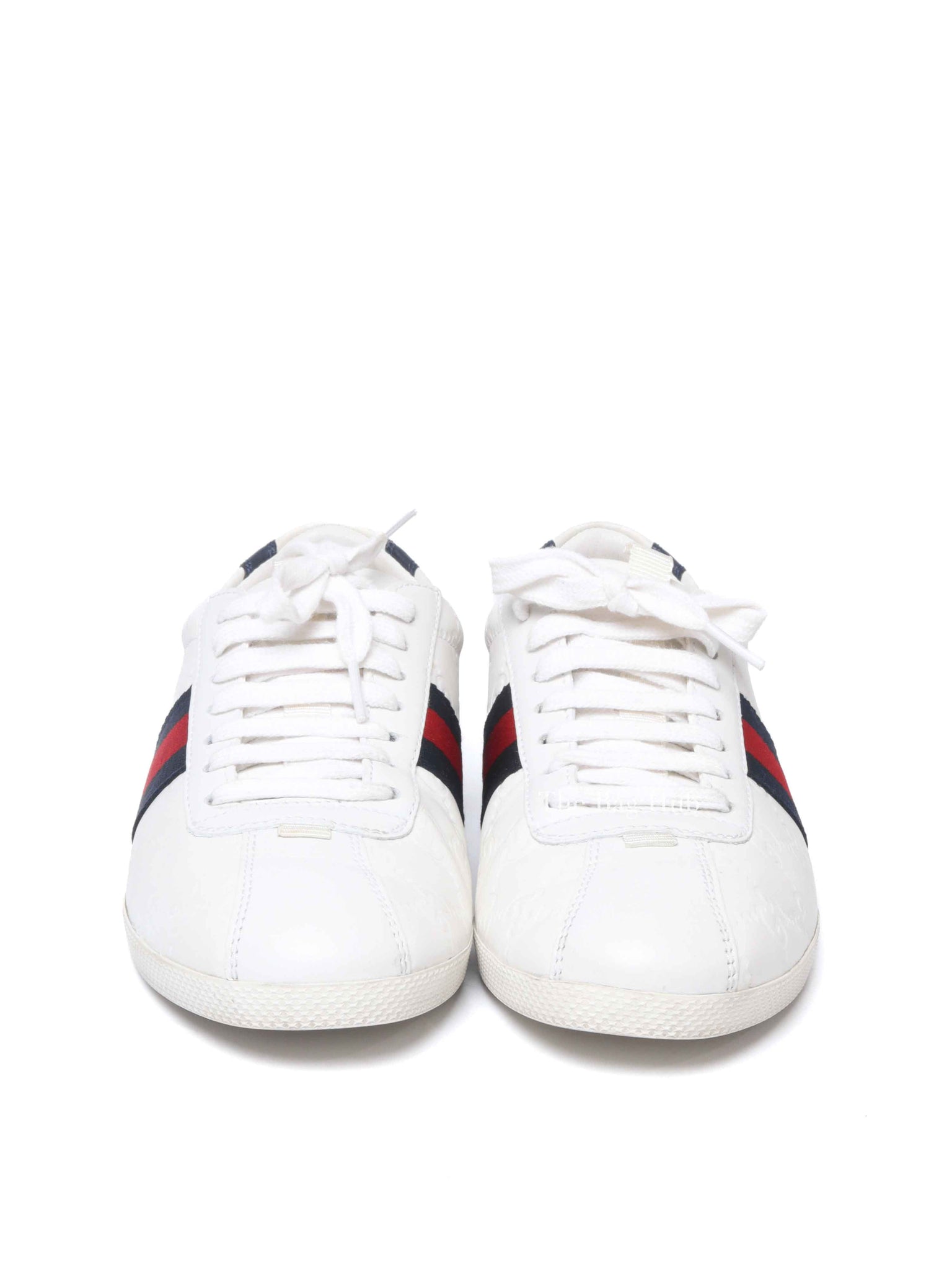 Gucci White Leather Guccissima Web Sneakers Size 37.5