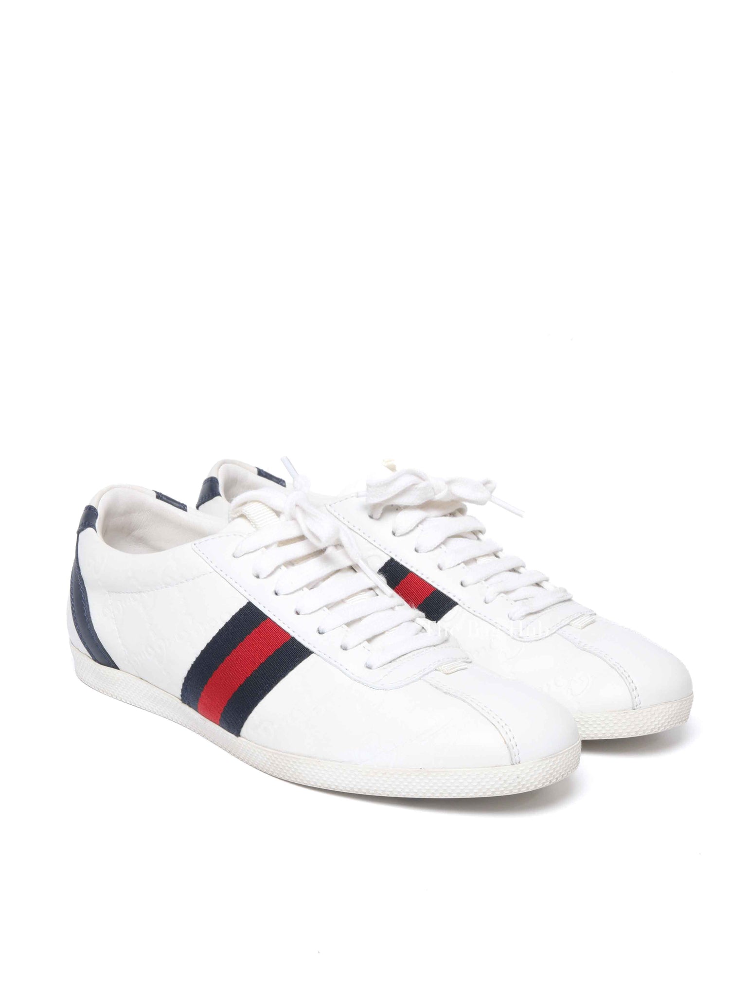 Gucci White Leather Guccissima Web Sneakers Size 37.5