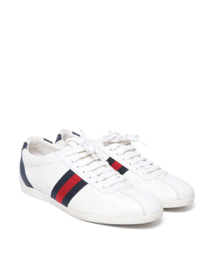 Gucci White Leather Guccissima Web Sneakers Size 37.5