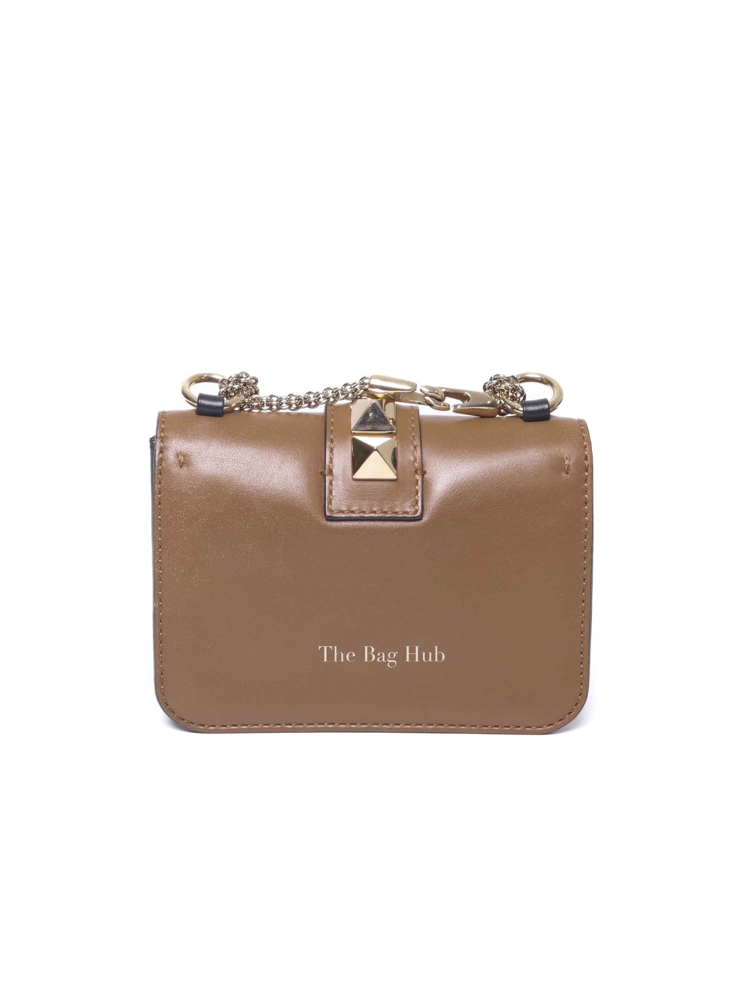 Valentino Tan Leather Rockstud Glam Lock Mini Crossbody Bag