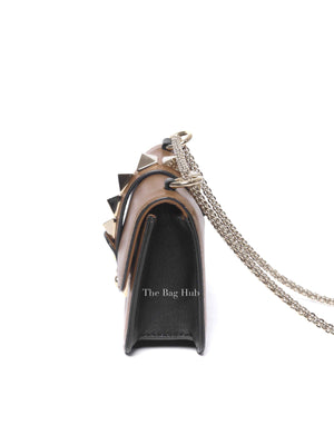 Valentino Tan Leather Rockstud Glam Lock Mini Crossbody Bag