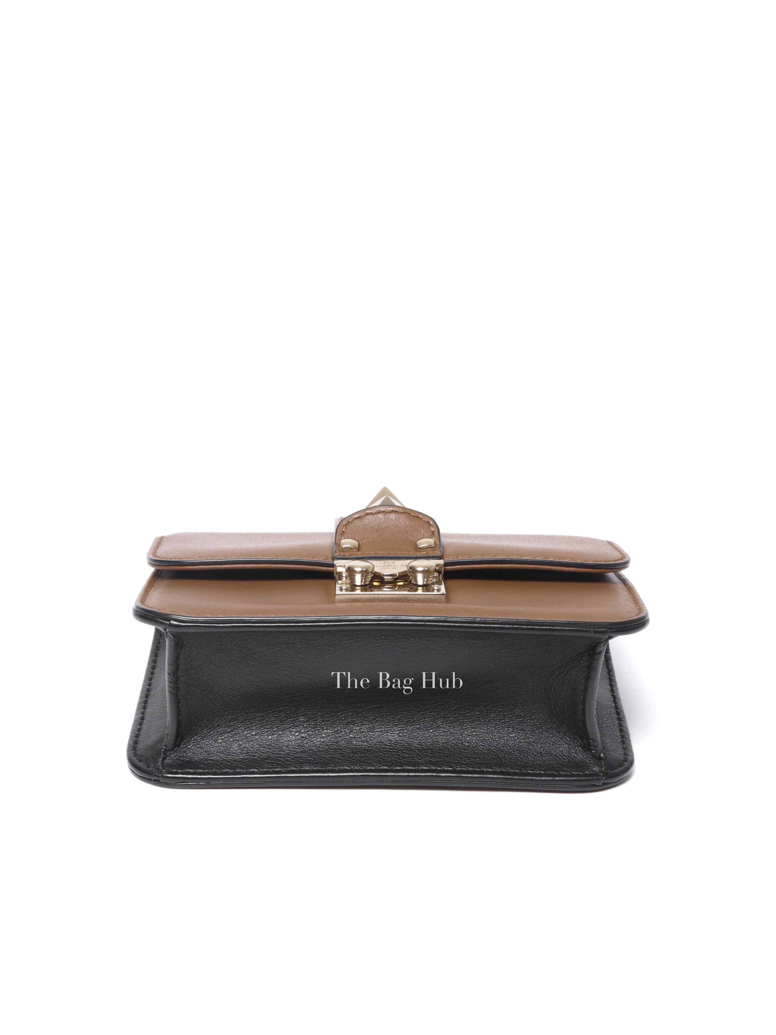 Valentino Tan Leather Rockstud Glam Lock Mini Crossbody Bag