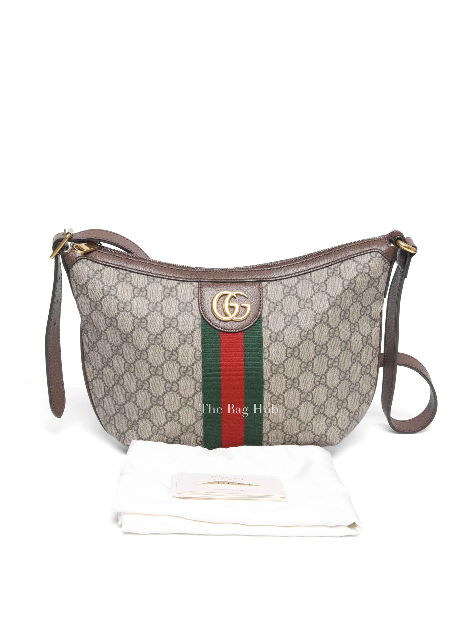 Gucci Brown GG Supreme Web Small Ophidia Half Moon Hobo Bag