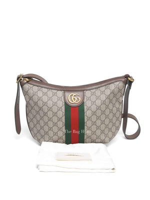 Gucci Brown GG Supreme Web Small Ophidia Half Moon Hobo Bag