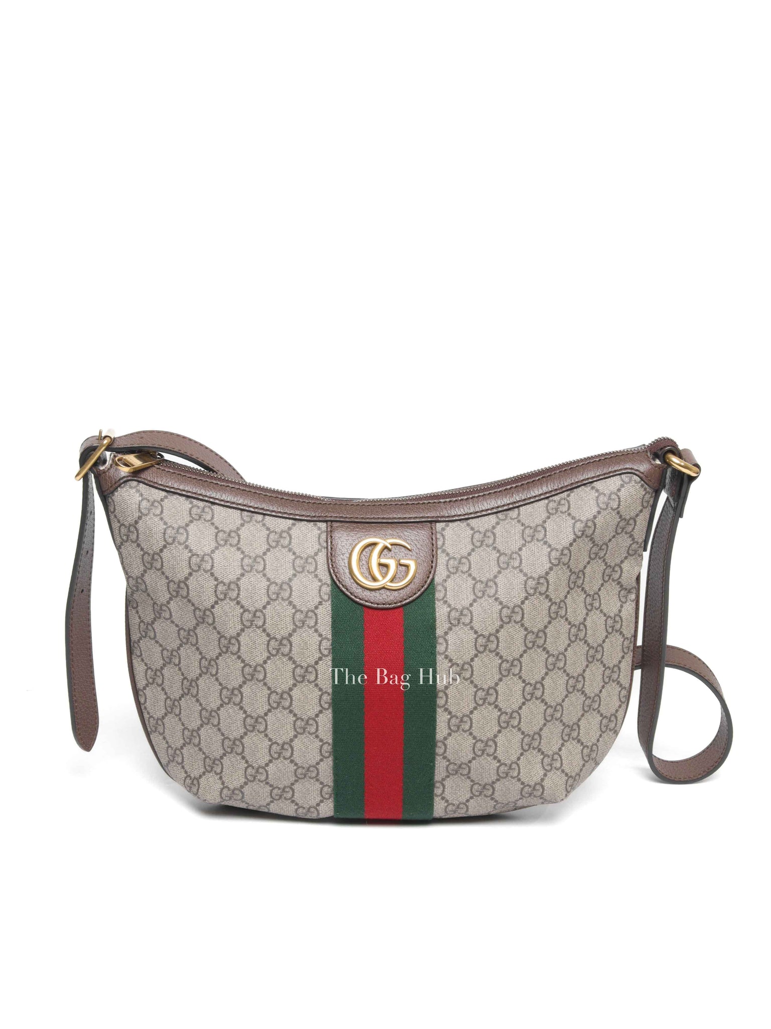 Gucci Brown GG Supreme Web Small Ophidia Half Moon Hobo Bag