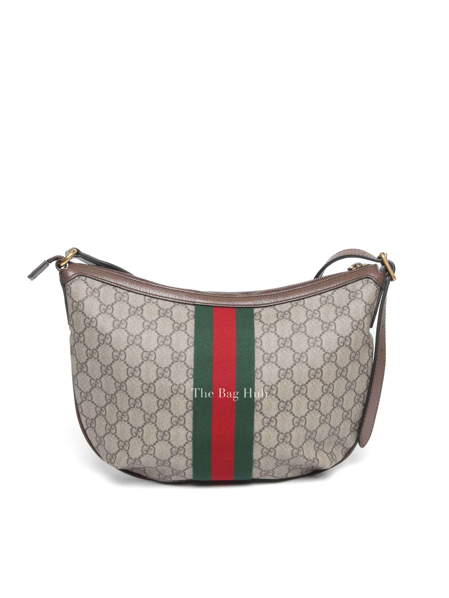 Gucci Brown GG Supreme Web Small Ophidia Half Moon Hobo Bag