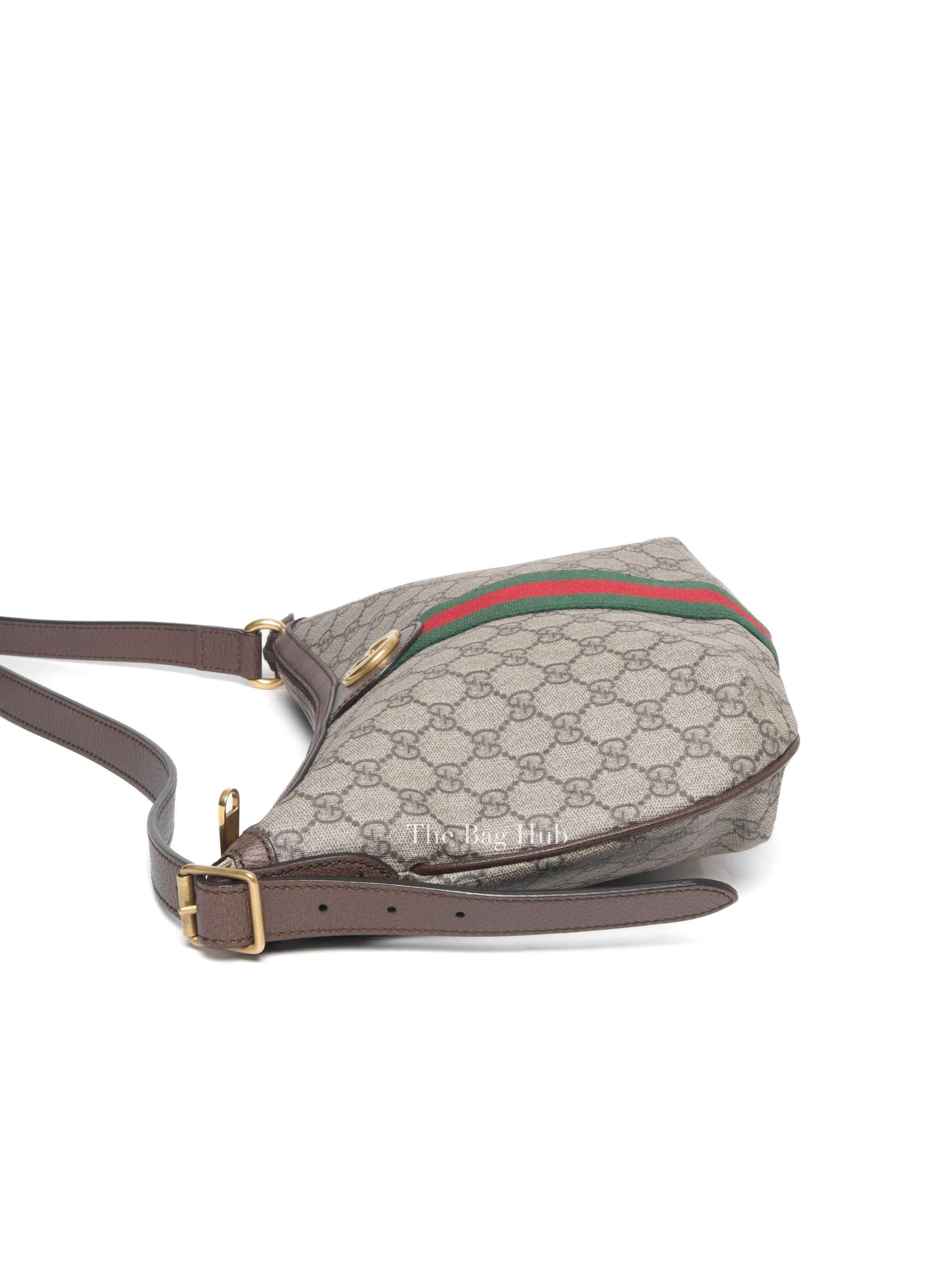 Gucci Brown GG Supreme Web Small Ophidia Half Moon Hobo Bag