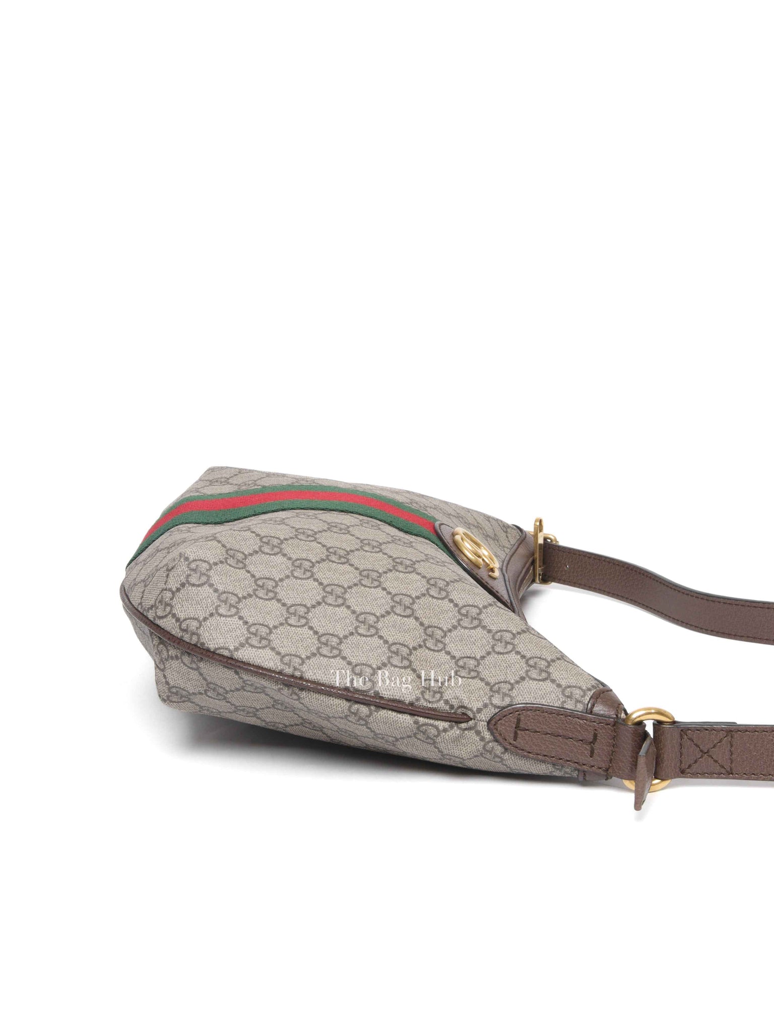 Gucci Brown GG Supreme Web Small Ophidia Half Moon Hobo Bag