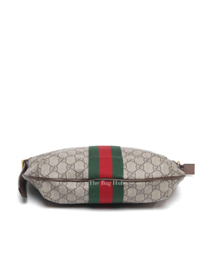 Gucci Brown GG Supreme Web Small Ophidia Half Moon Hobo Bag