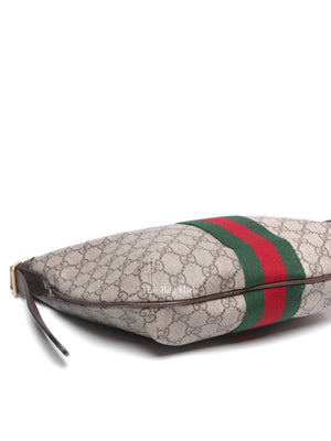 Gucci Brown GG Supreme Web Small Ophidia Half Moon Hobo Bag