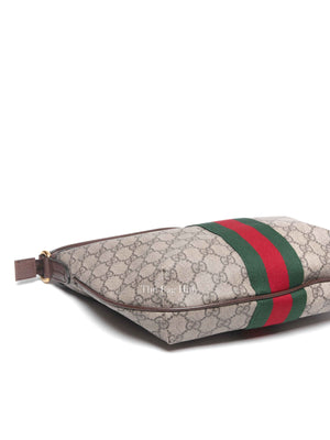 Gucci Brown GG Supreme Web Small Ophidia Half Moon Hobo Bag