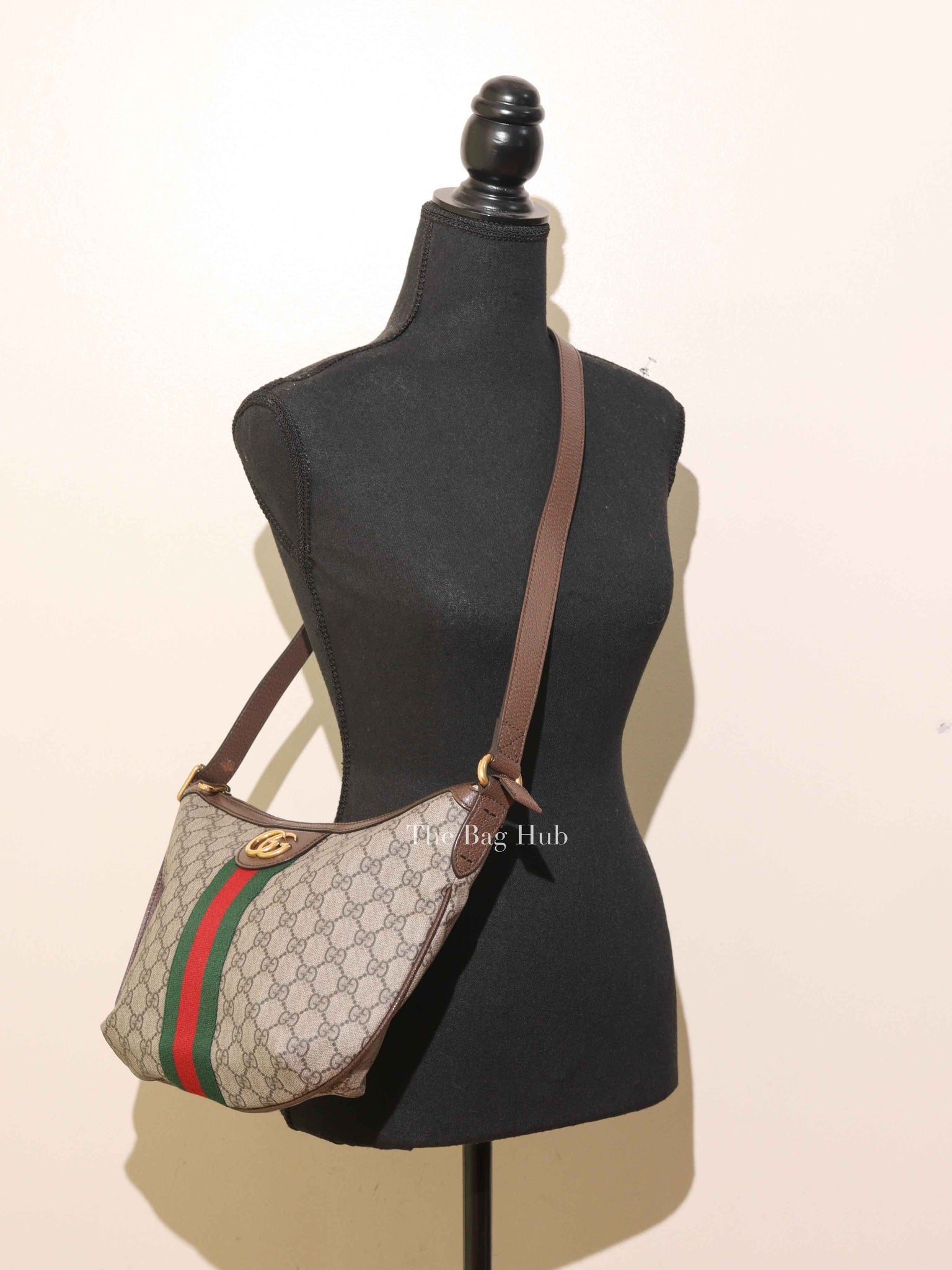 Gucci Brown GG Supreme Web Small Ophidia Half Moon Hobo Bag