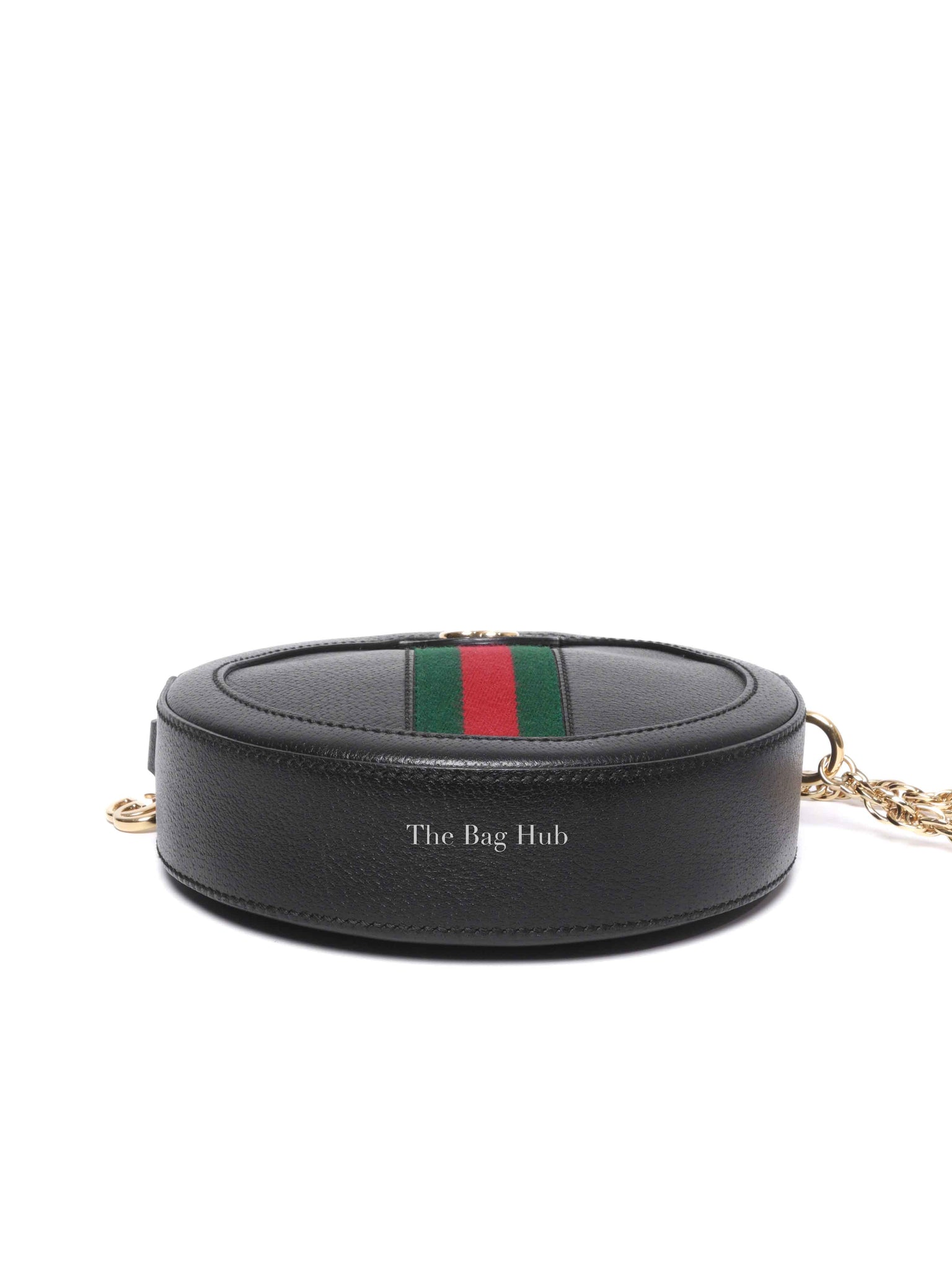 Gucci Black Leather Web Ophidia Round Mini Shoulder Bag