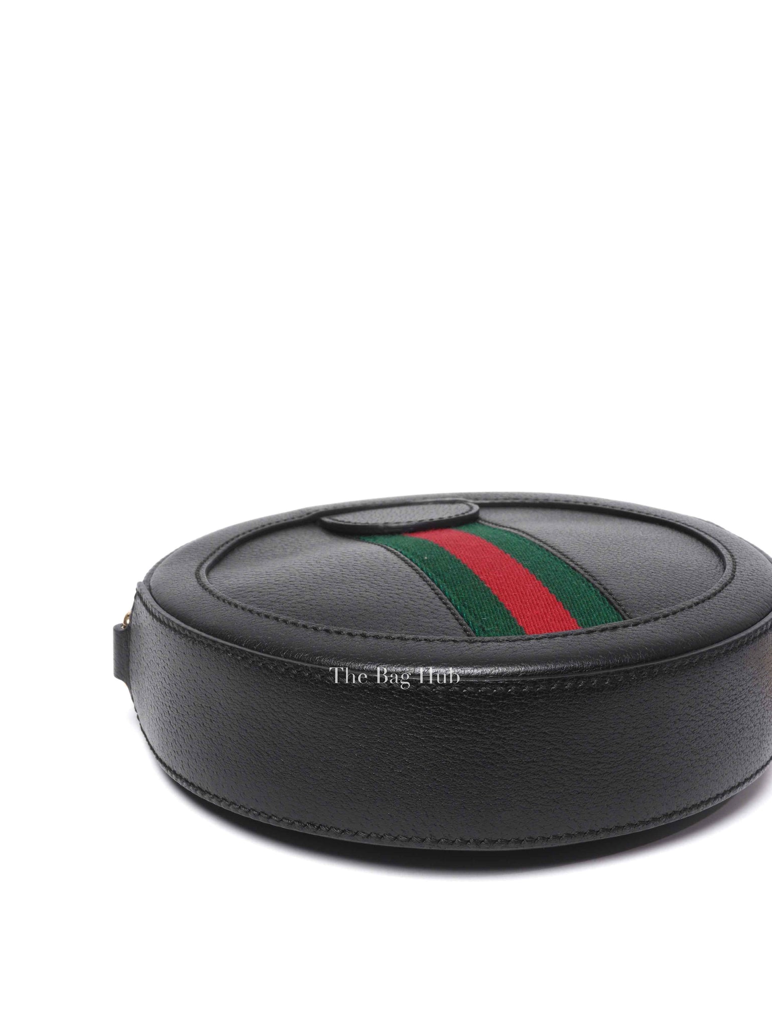 Gucci Black Leather Web Ophidia Round Mini Shoulder Bag