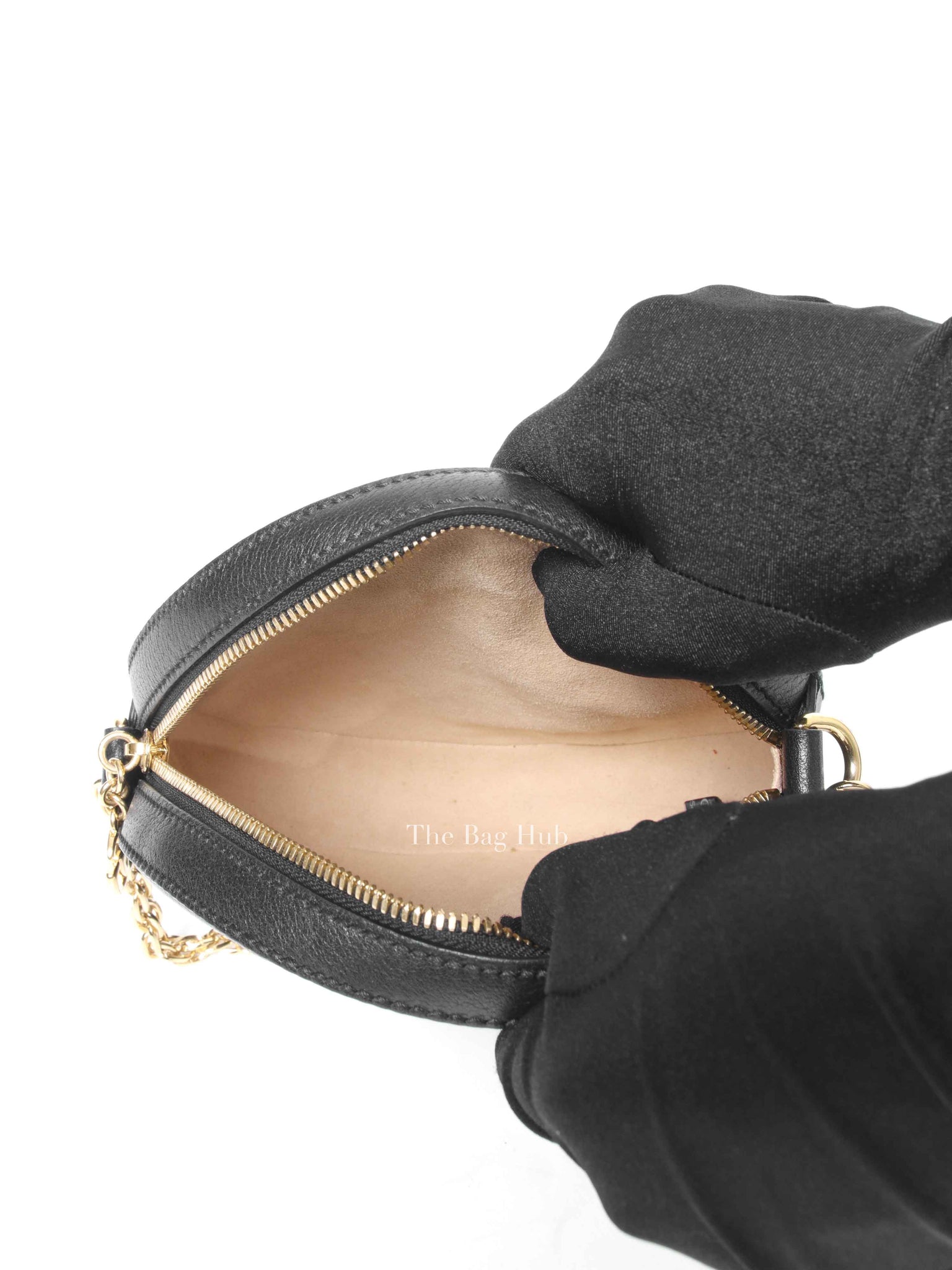 Gucci Black Leather Web Ophidia Round Mini Shoulder Bag