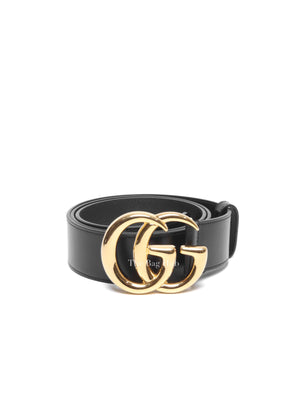 Gucci Black GG Marmont Leather 40mm Belt with Shiny Buckle Size 95