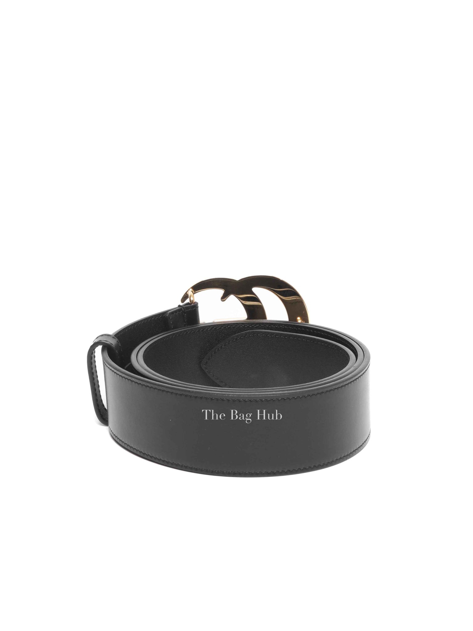 Gucci Black GG Marmont Leather 40mm Belt with Shiny Buckle Size 95