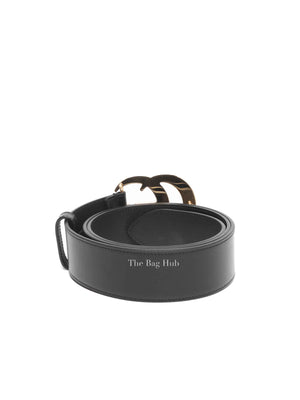 Gucci Black GG Marmont Leather 40mm Belt with Shiny Buckle Size 95