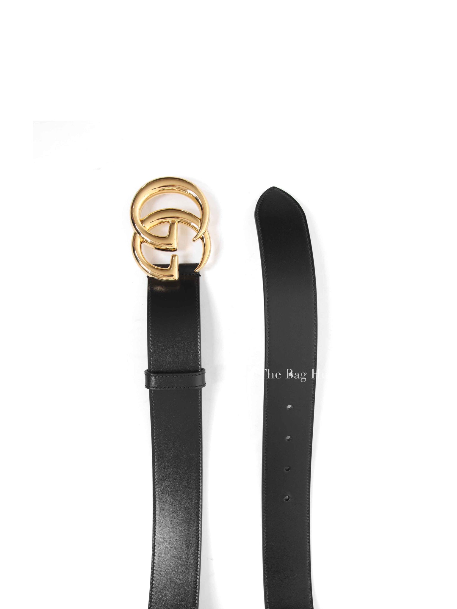 Gucci Black GG Marmont Leather 40mm Belt with Shiny Buckle Size 95