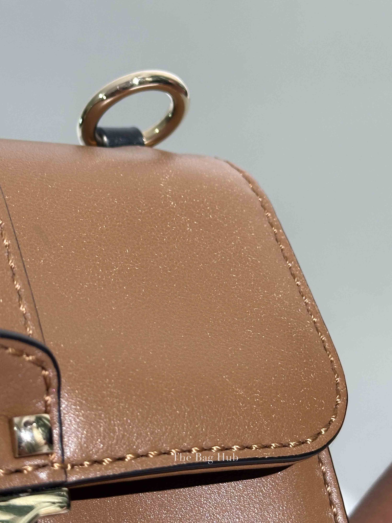 Valentino Tan Leather Rockstud Glam Lock Mini Crossbody Bag