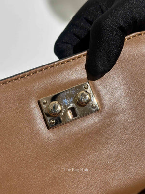 Valentino Tan Leather Rockstud Glam Lock Mini Crossbody Bag