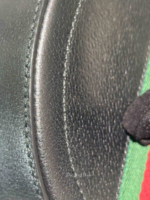 Gucci Black Leather Web Ophidia Round Mini Shoulder Bag