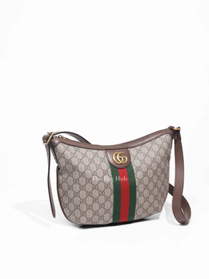 Gucci Brown GG Supreme Web Small Ophidia Half Moon Hobo Bag