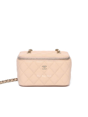 Chanel Beige Caviar Quilted Leather Small Vanity Case Chain Bag