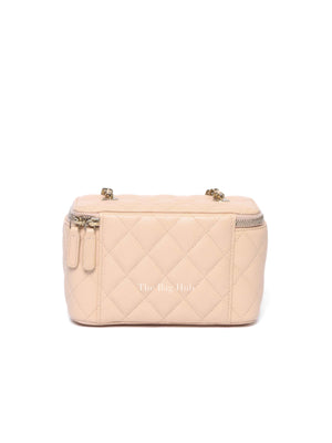 Chanel Beige Caviar Quilted Leather Small Vanity Case Chain Bag