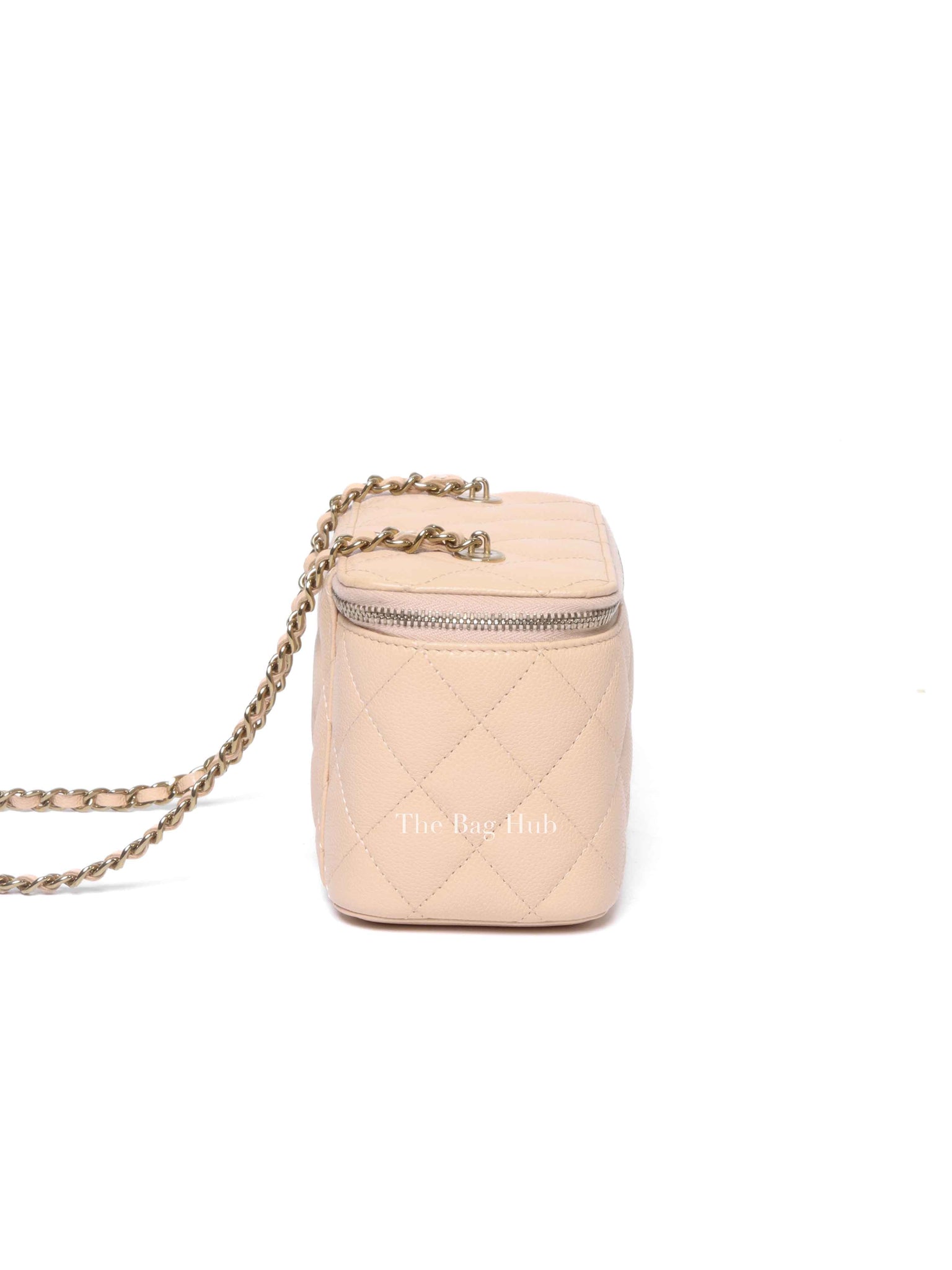 Chanel Beige Caviar Quilted Leather Small Vanity Case Chain Bag