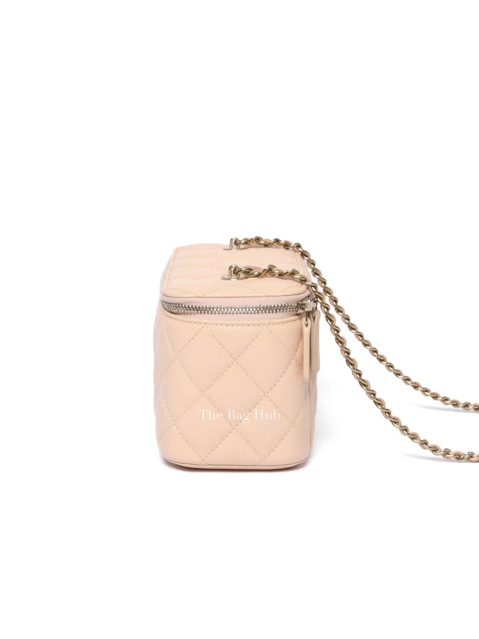 Chanel Beige Caviar Quilted Leather Small Vanity Case Chain Bag