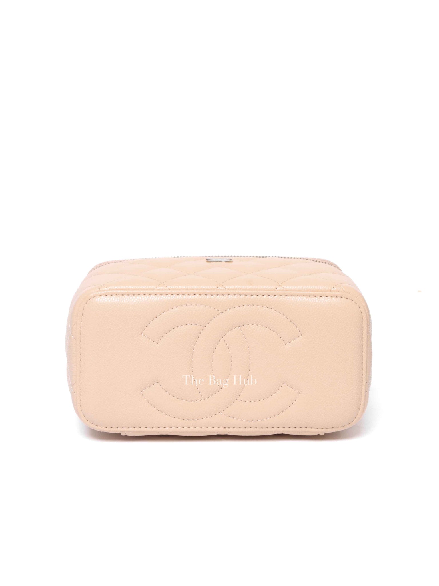 Chanel Beige Caviar Quilted Leather Small Vanity Case Chain Bag