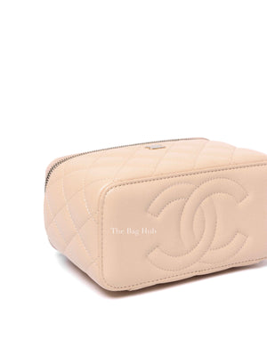 Chanel Beige Caviar Quilted Leather Small Vanity Case Chain Bag