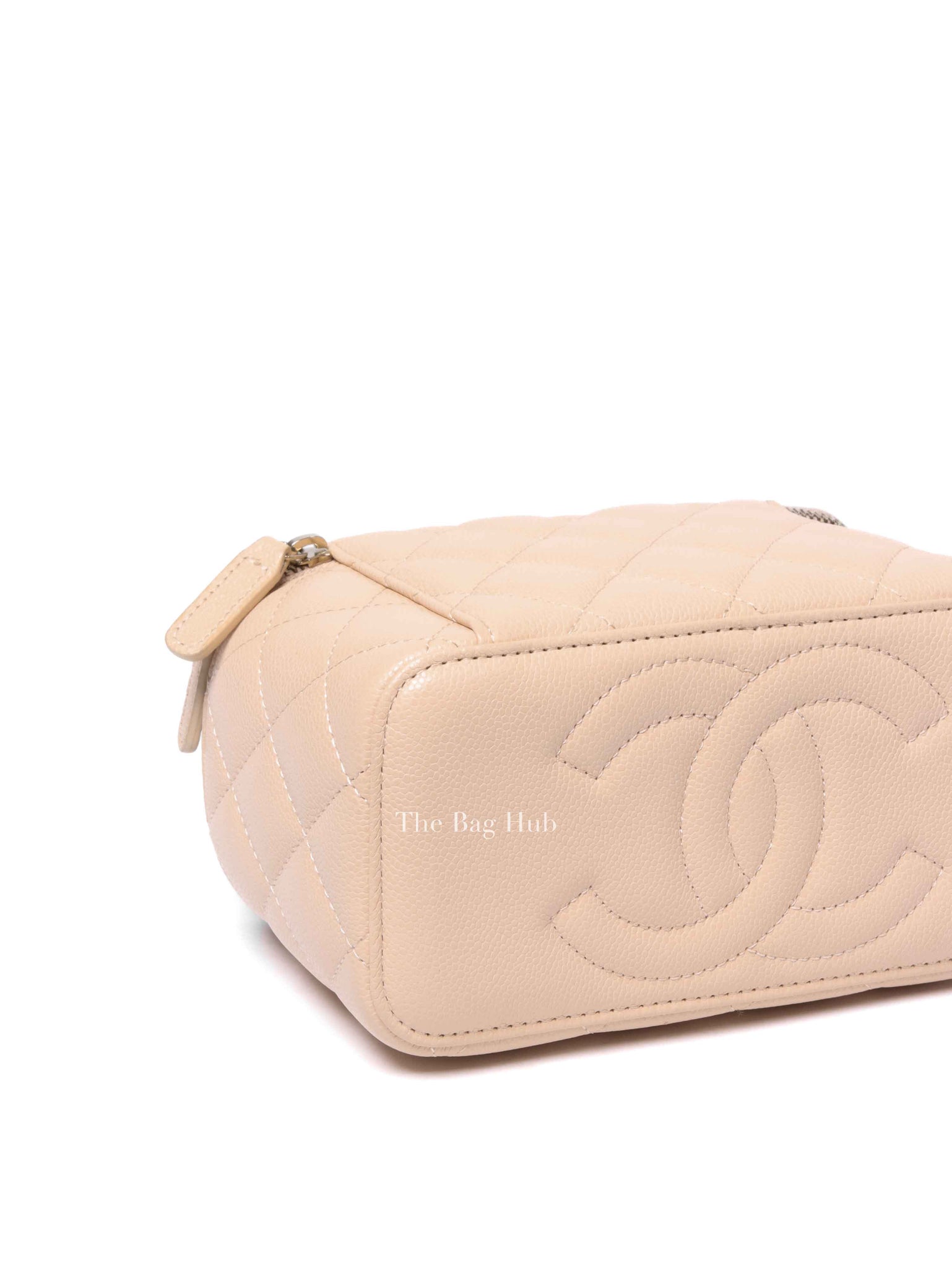 Chanel Beige Caviar Quilted Leather Small Vanity Case Chain Bag