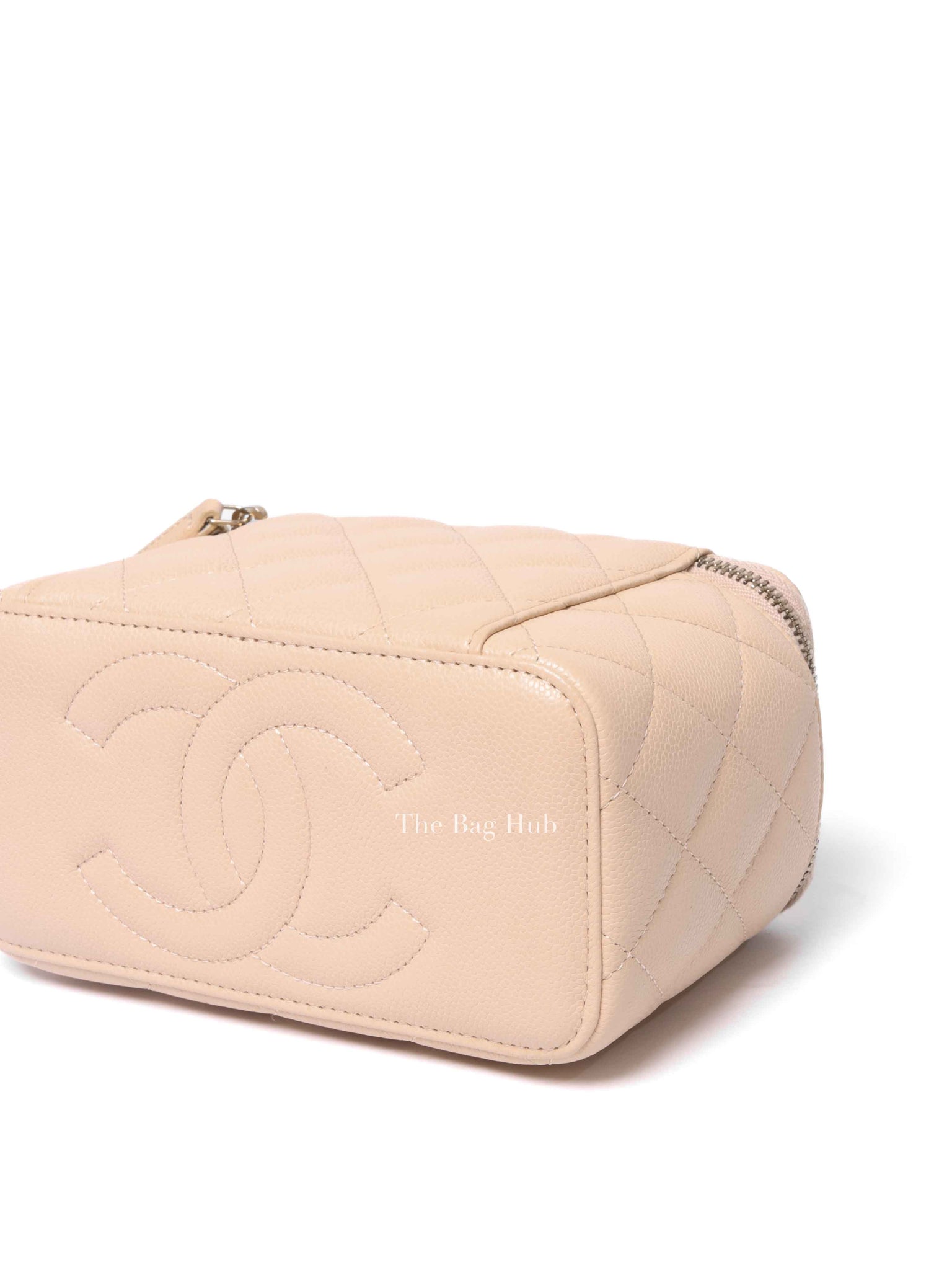 Chanel Beige Caviar Quilted Leather Small Vanity Case Chain Bag