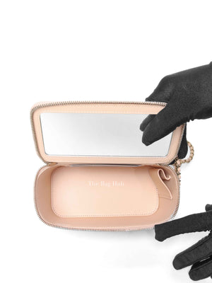 Chanel Beige Caviar Quilted Leather Small Vanity Case Chain Bag