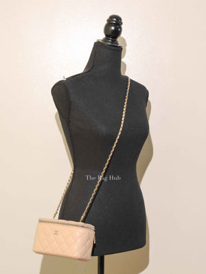 Chanel Beige Caviar Quilted Leather Small Vanity Case Chain Bag