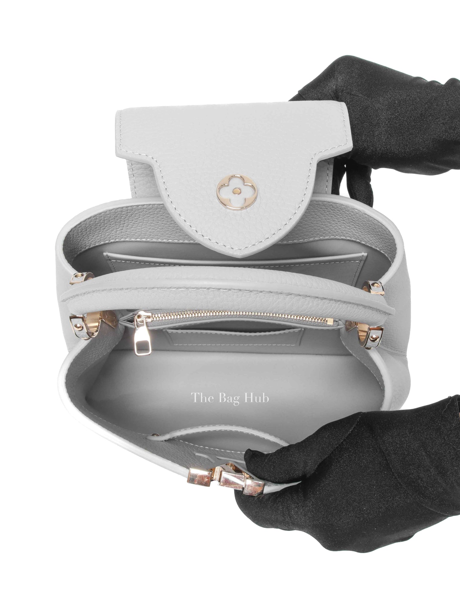 Louis Vuitton Flint Grey Grain Taurillon Capucines BB Handbag