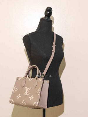 Louis Vuitton Dove/Cream Bicolor Monogram Empreinte Leather OnTheGo PM Bag