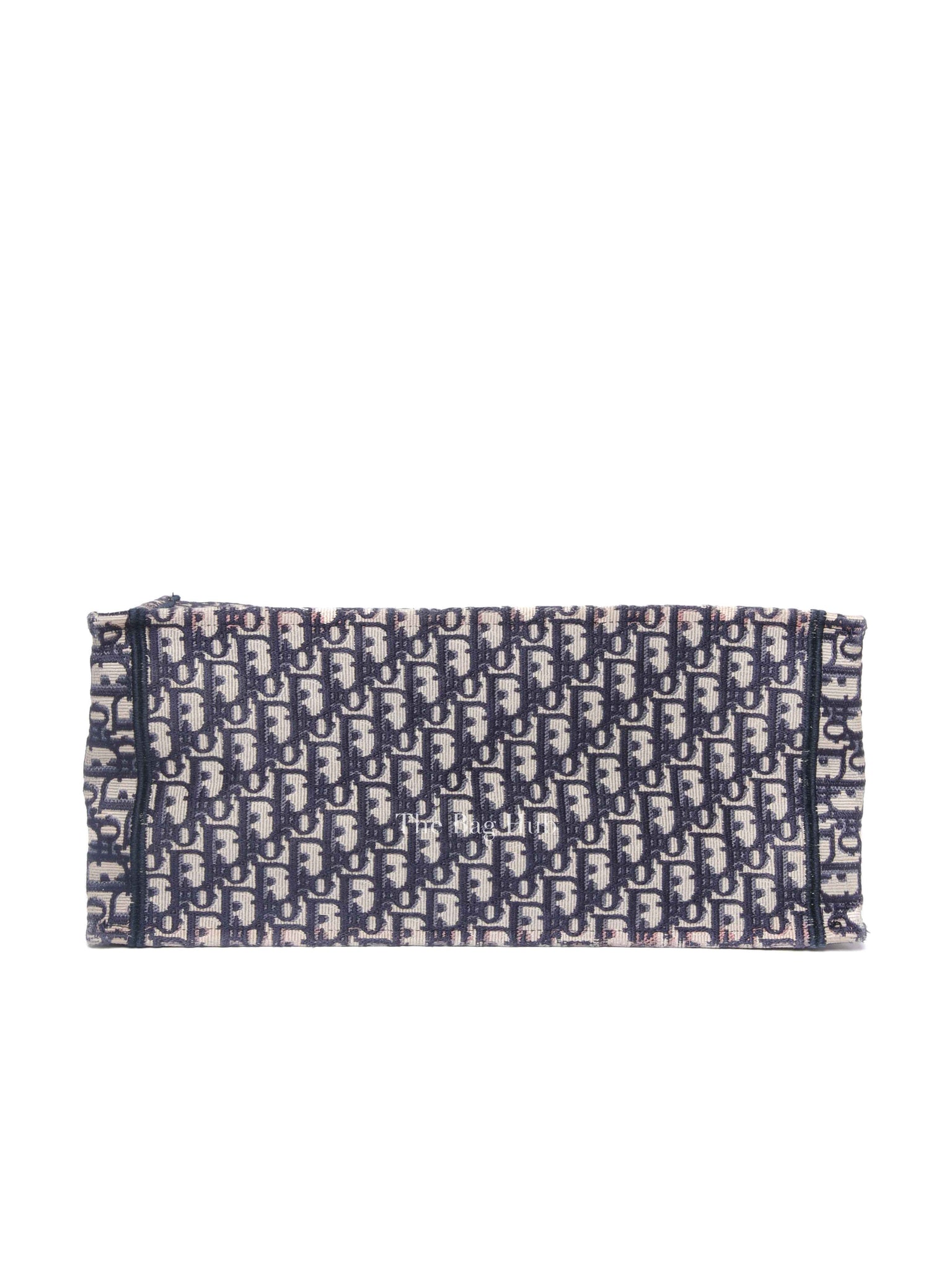 Christian Dior Ecru/Blue Oblique Embroidery Large Book Tote