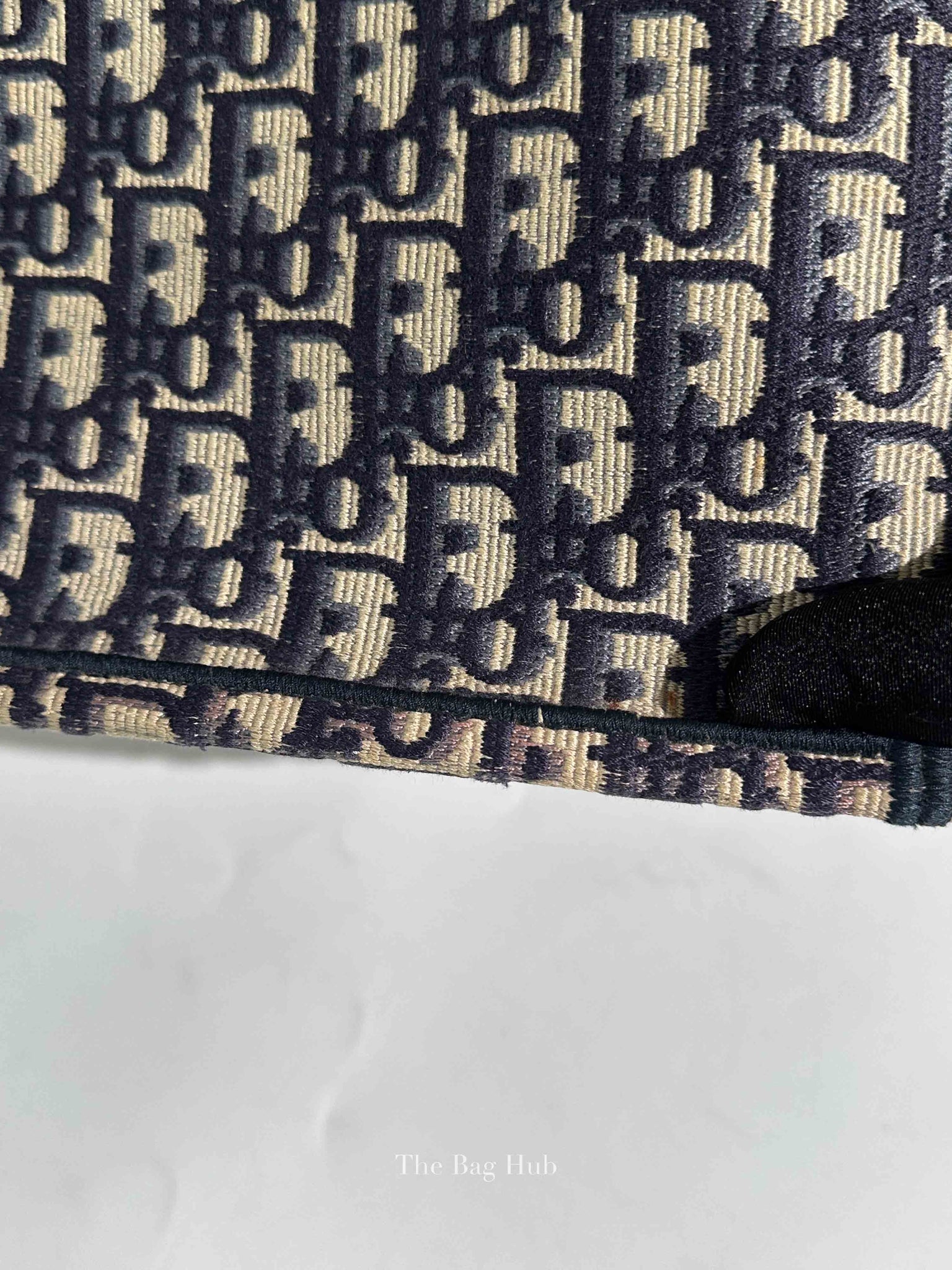 Christian Dior Ecru/Blue Oblique Embroidery Large Book Tote