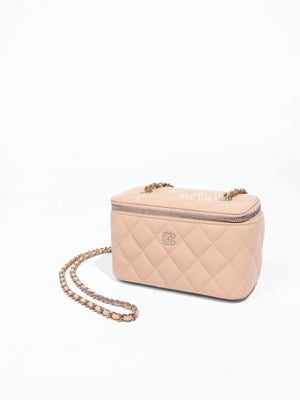 Chanel Beige Caviar Quilted Leather Small Vanity Case Chain Bag