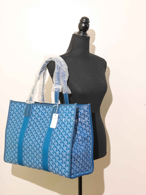 Goyard Ocean Blue Jacquard Villette MM Tote Bag