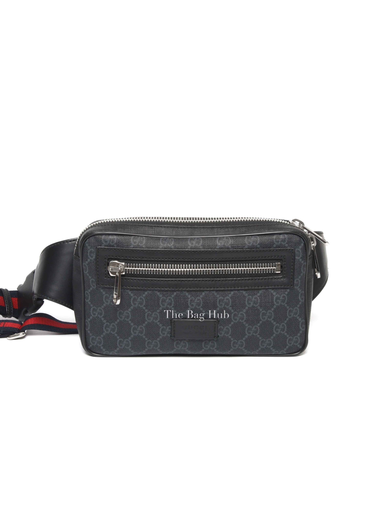 Gucci Black/Grey GG Supreme Web Belt Bag