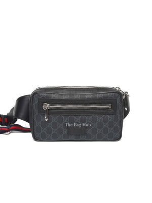 Gucci Black/Grey GG Supreme Web Belt Bag