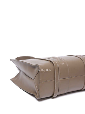 Chloe Taupe Leather Woody Embroidered Medium Tote Bag