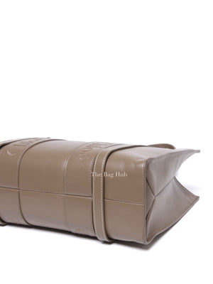 Chloe Taupe Leather Woody Embroidered Medium Tote Bag