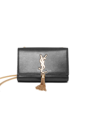 Saint Laurent Black Leather Small Monogram Kate Shoulder Bag