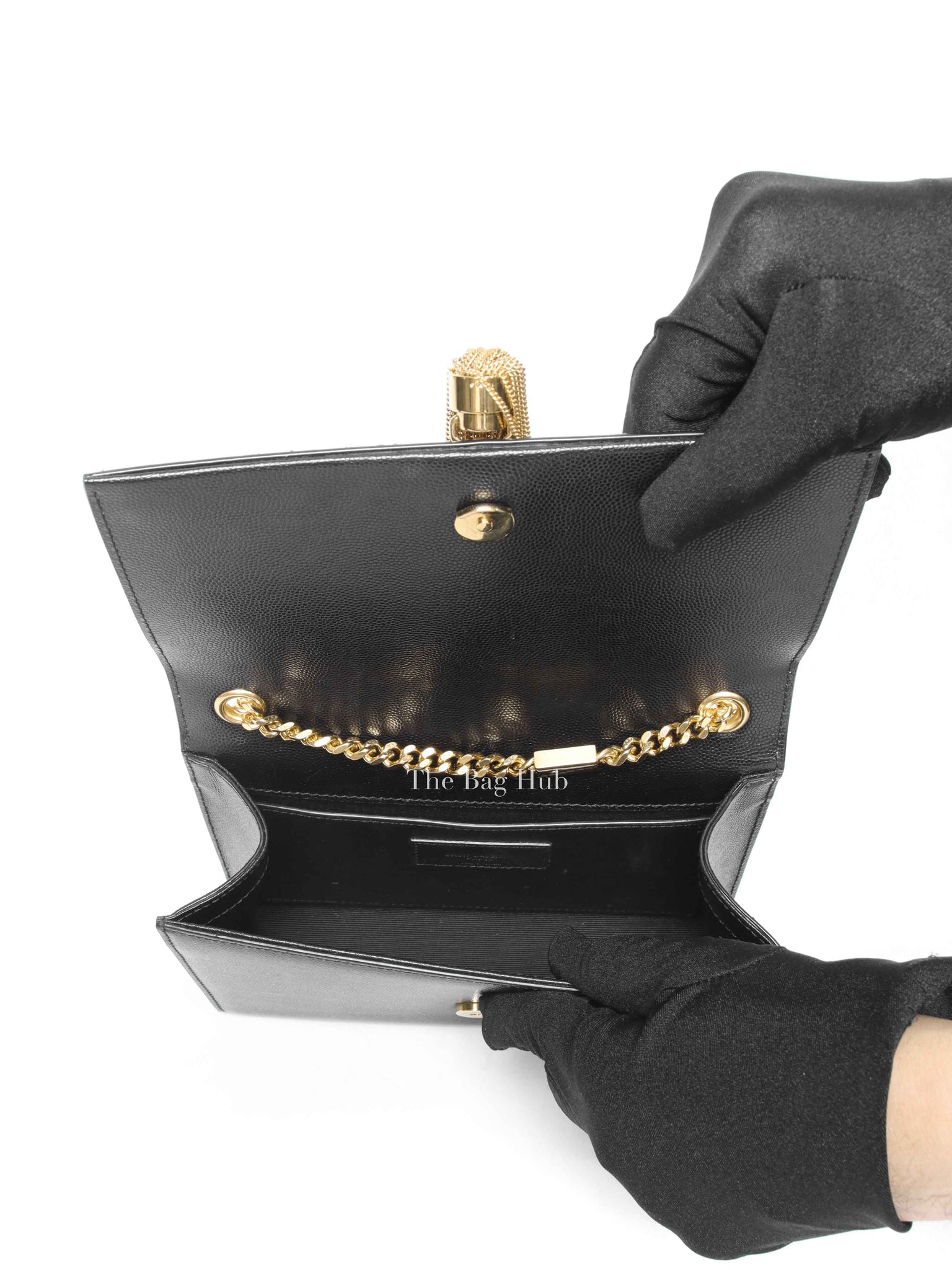 Saint Laurent Black Leather Small Monogram Kate Shoulder Bag